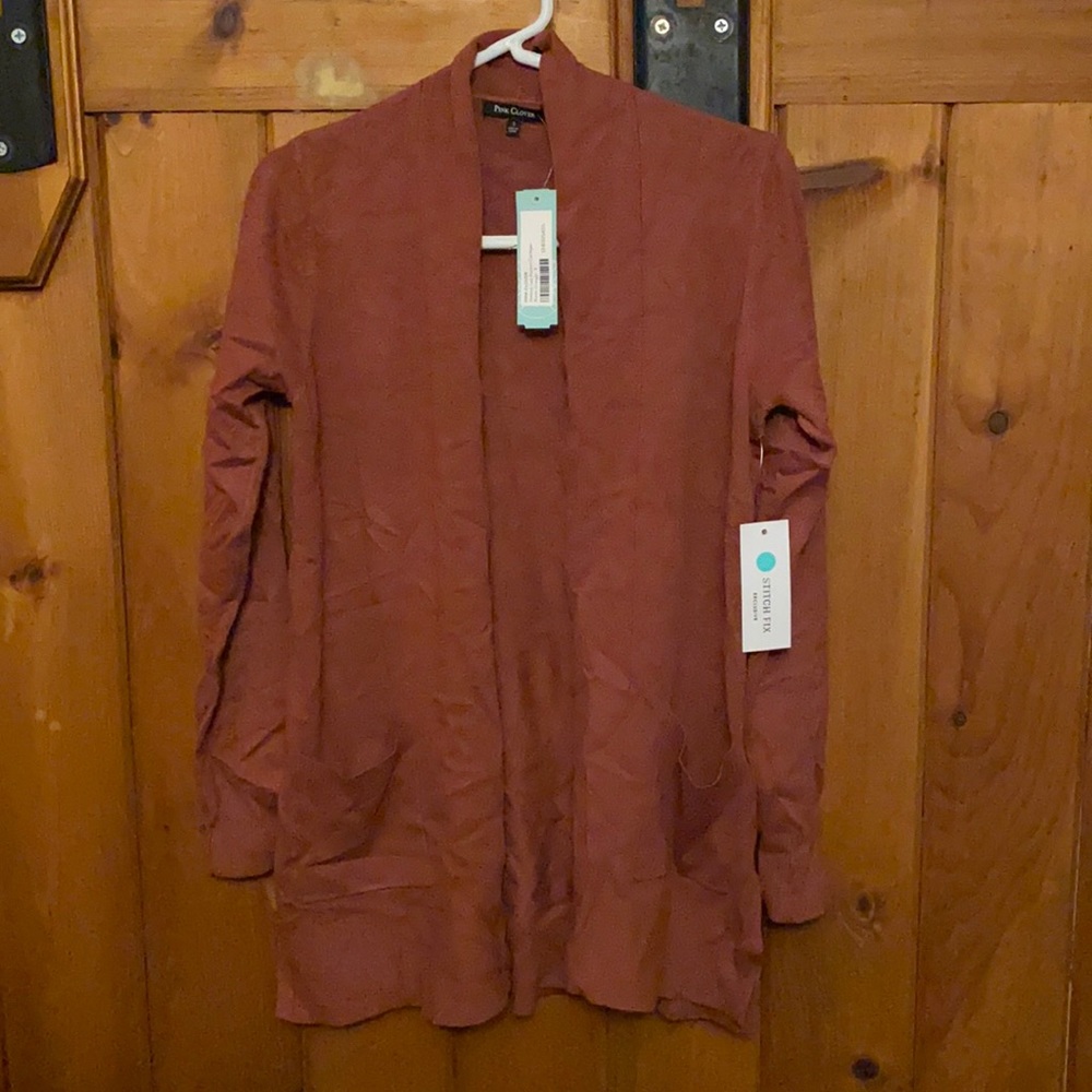 Pink clover rust colored cardigan